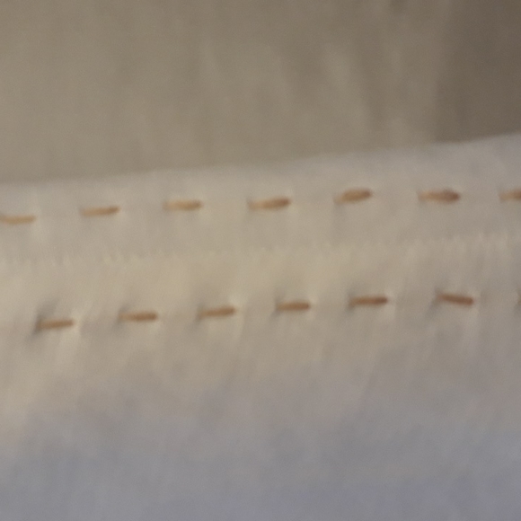 NWT A-Line Off-White Mid-Calf Skirt with Khaki Stitching. Fully- Lined. 2 sizes - Picture 2 of 9